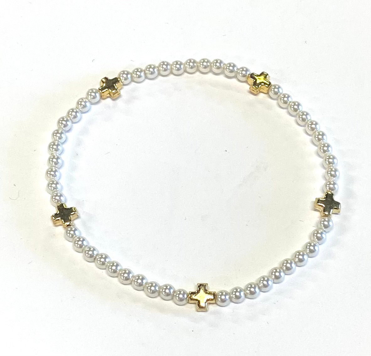 Signature Cross Pearl Pattern 3mm Bead Bracelet