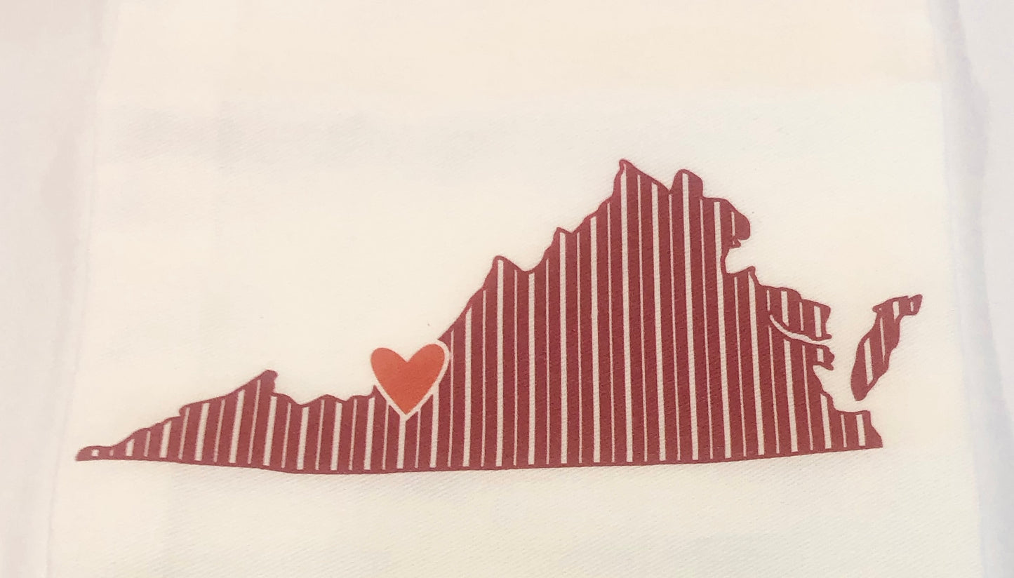 Va Tech Hometown Heart Towel