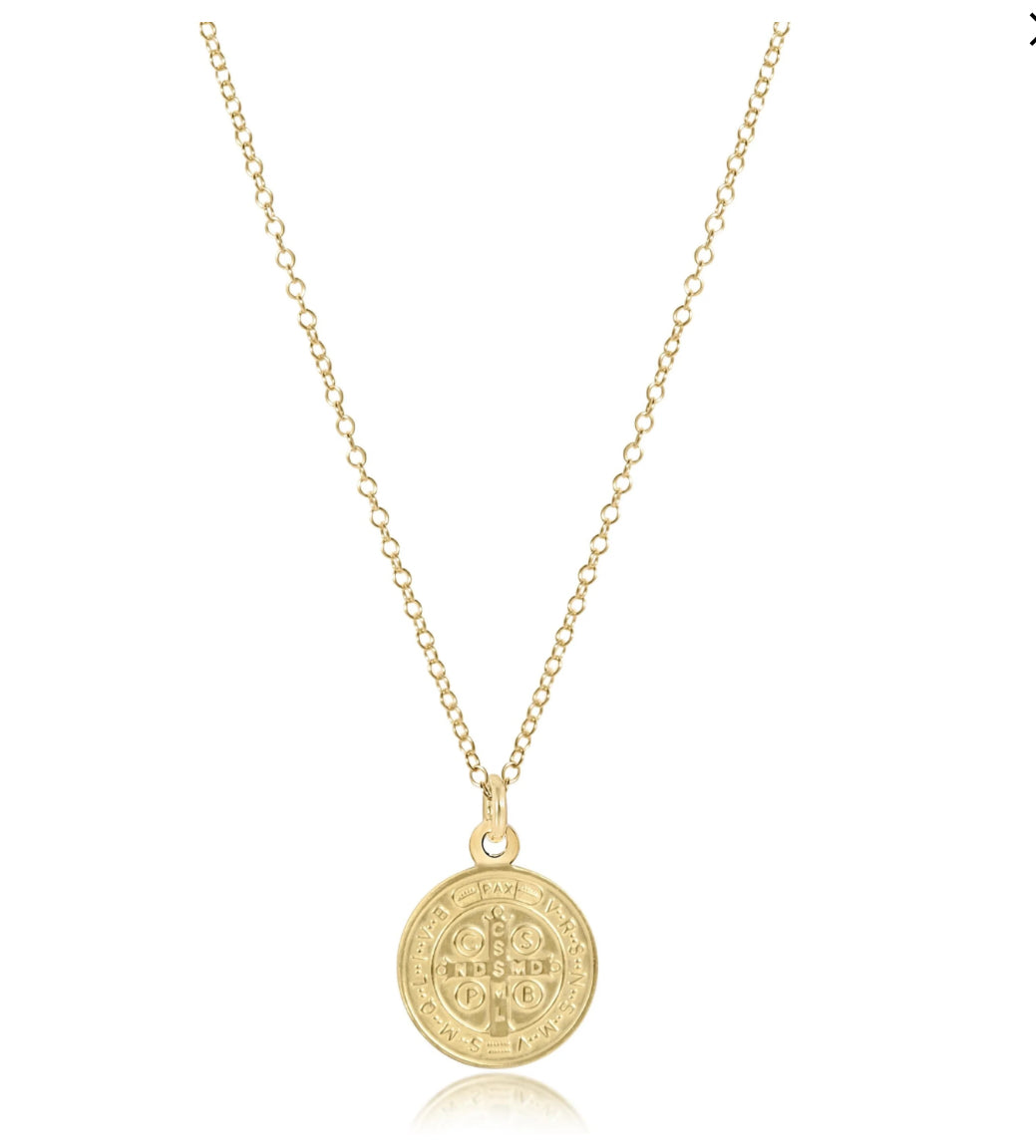 16" necklace gold - blessing gold disc