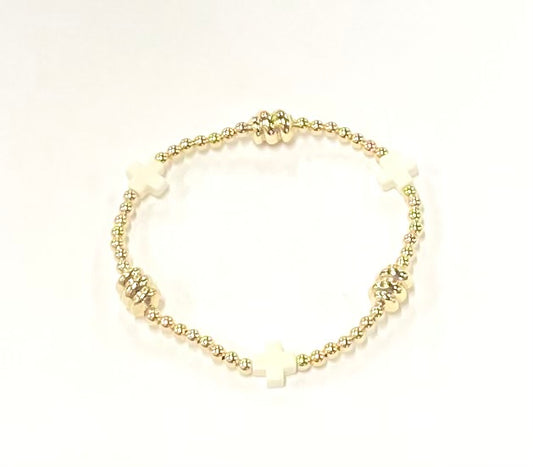 Signature Off-White Cross Admire Gold Pattern 3mm Gold Bracelet
