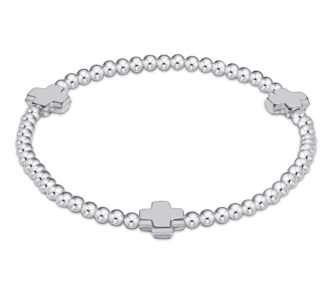 Signature Cross Small Sterling Pattern 2MM Bead Bracelet - Sterling
