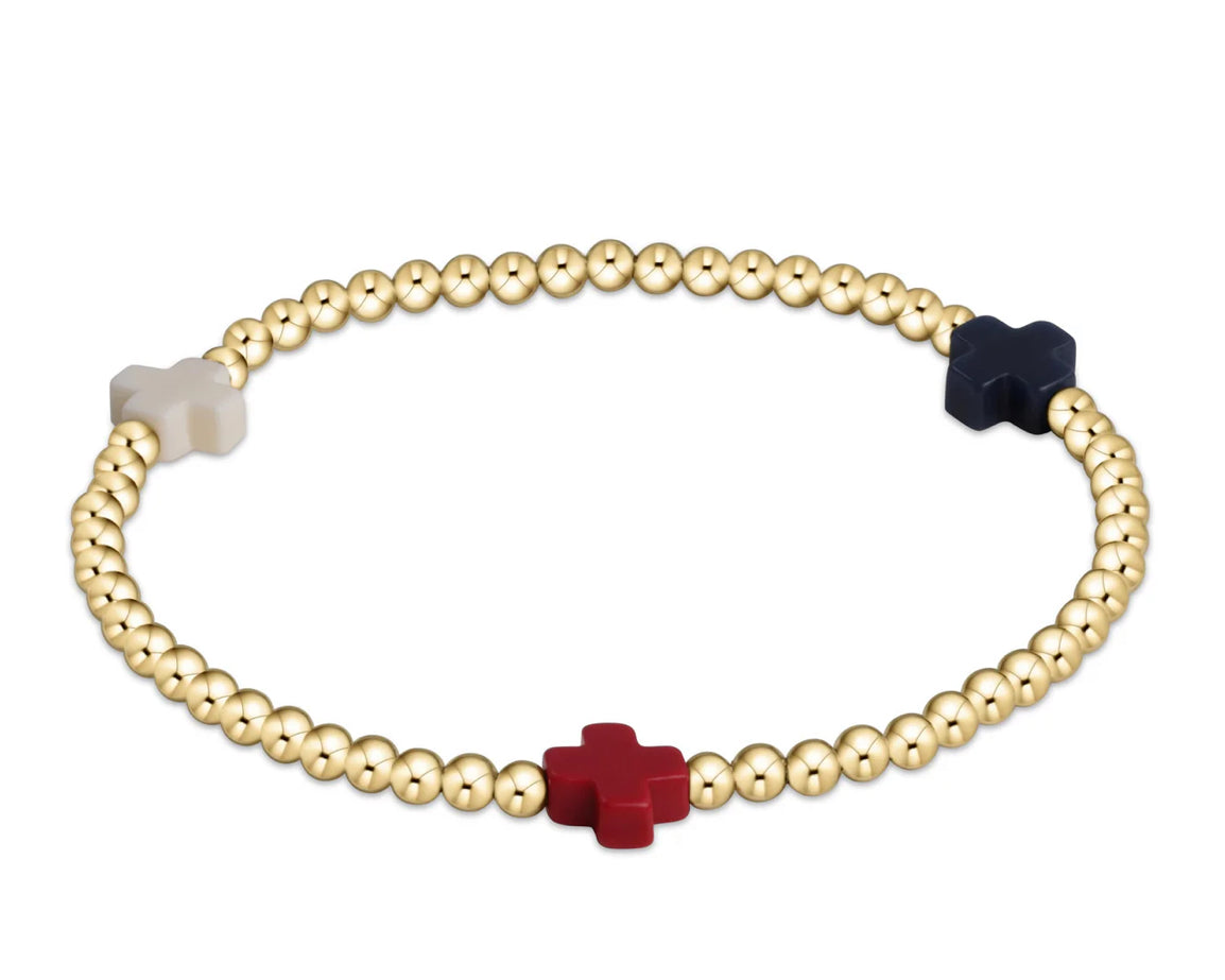 Signature Cross Gold Pattern Bead Bracelet-Firecracker