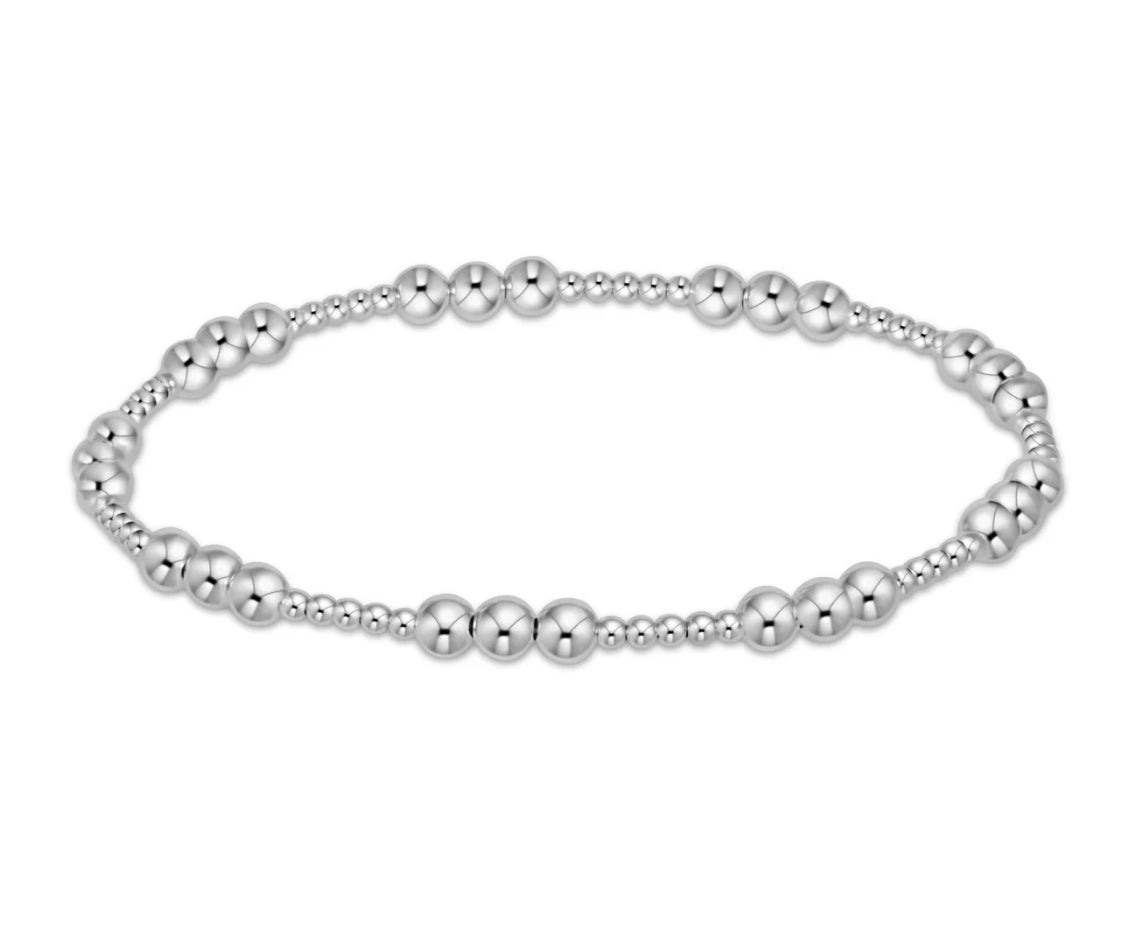 Classic Joy Pattern 4mm Bead Bracelet Silver