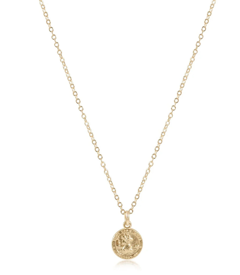 16" necklace gold - protection small gold disc