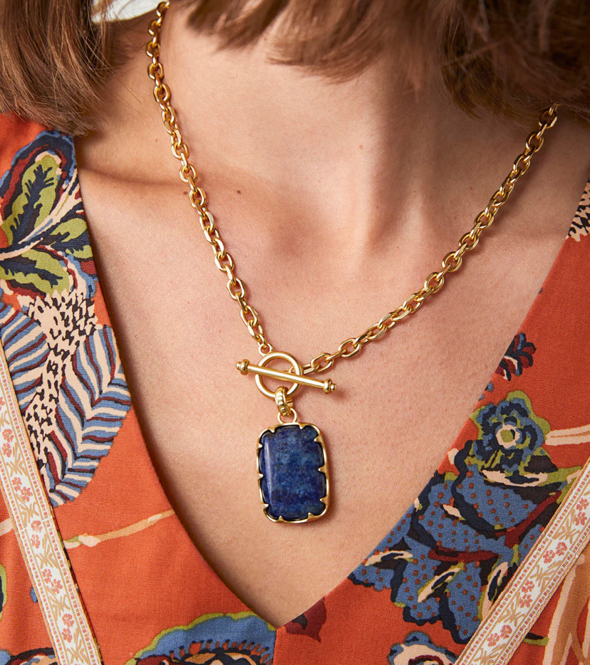 Coralie Toggle Necklace 18” Blue