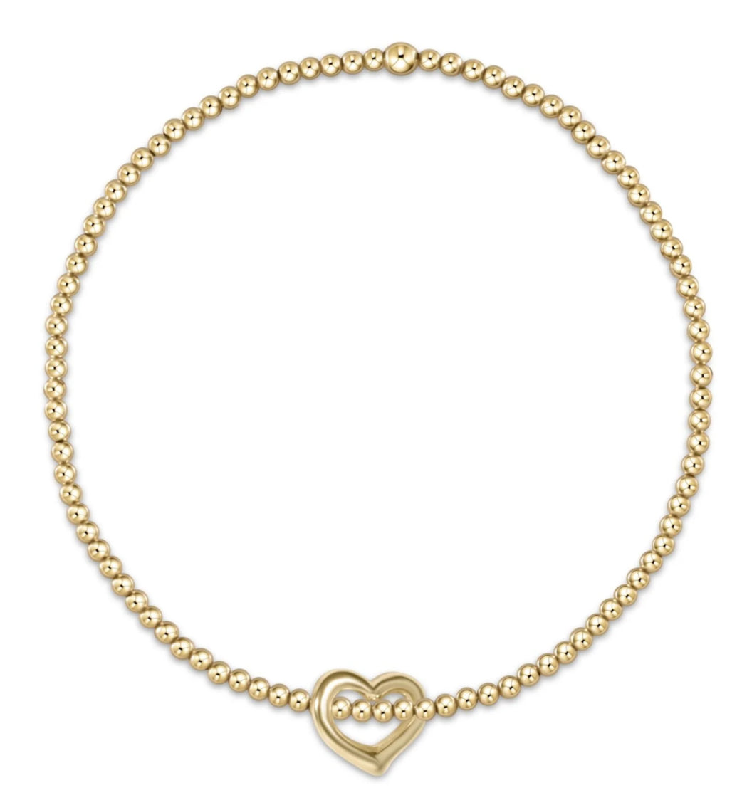 Classic Gold 2MM Bead Bracelet - Love Small Gold Charm