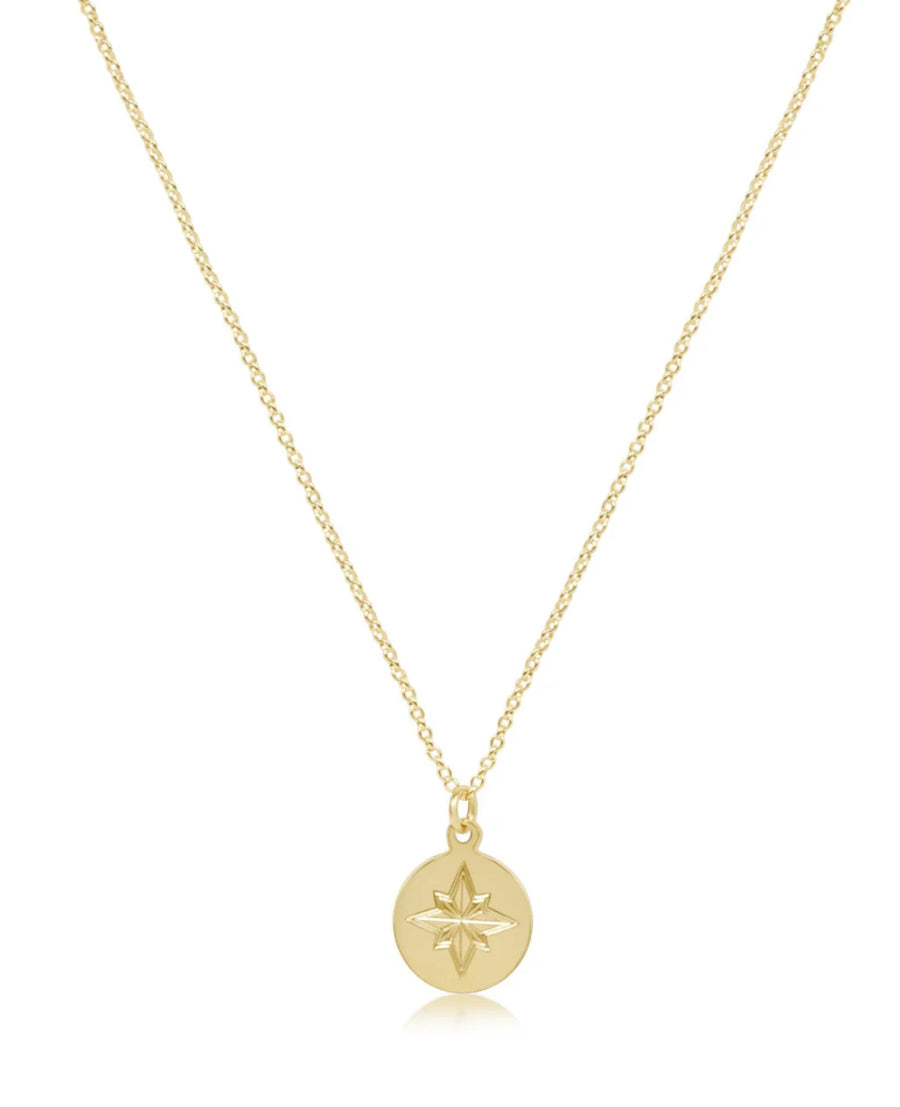 16" necklace gold - direction gold disc