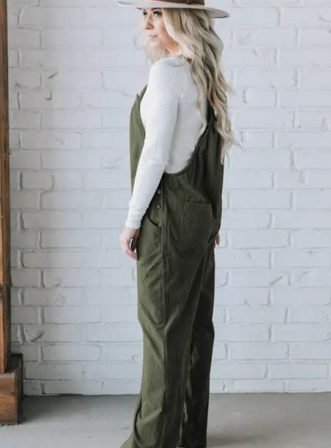 Jungle Green Corduroy Overalls