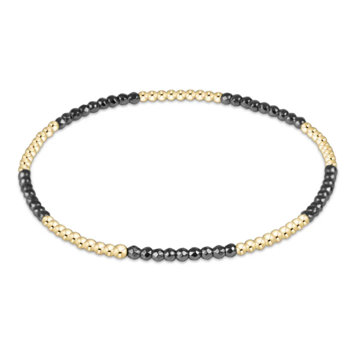 Blissful Pattern 2mm Bead Bracelet - Silver Faceted Hematite