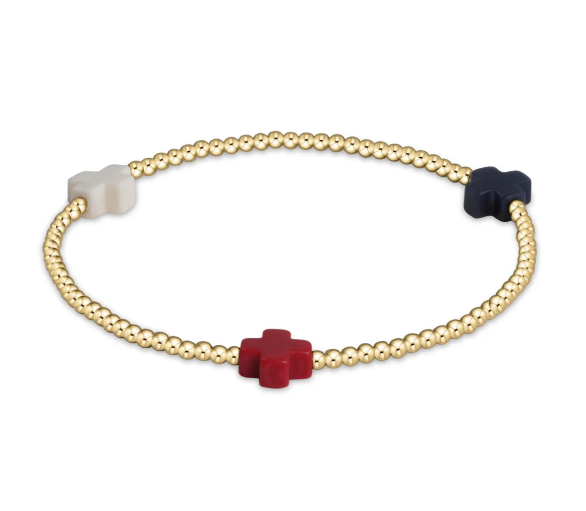 Signature Cross Gold Pattern Bead Bracelet-Firecracker
