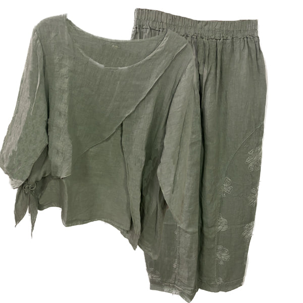 Celery Linen Pants and Top