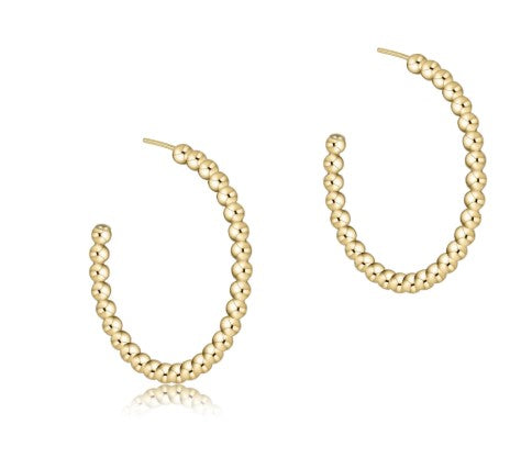 Beaded Classic 1.25" Post Hoop -3mm Gold