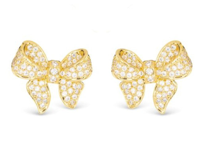 Gold CZ Bow Earrings