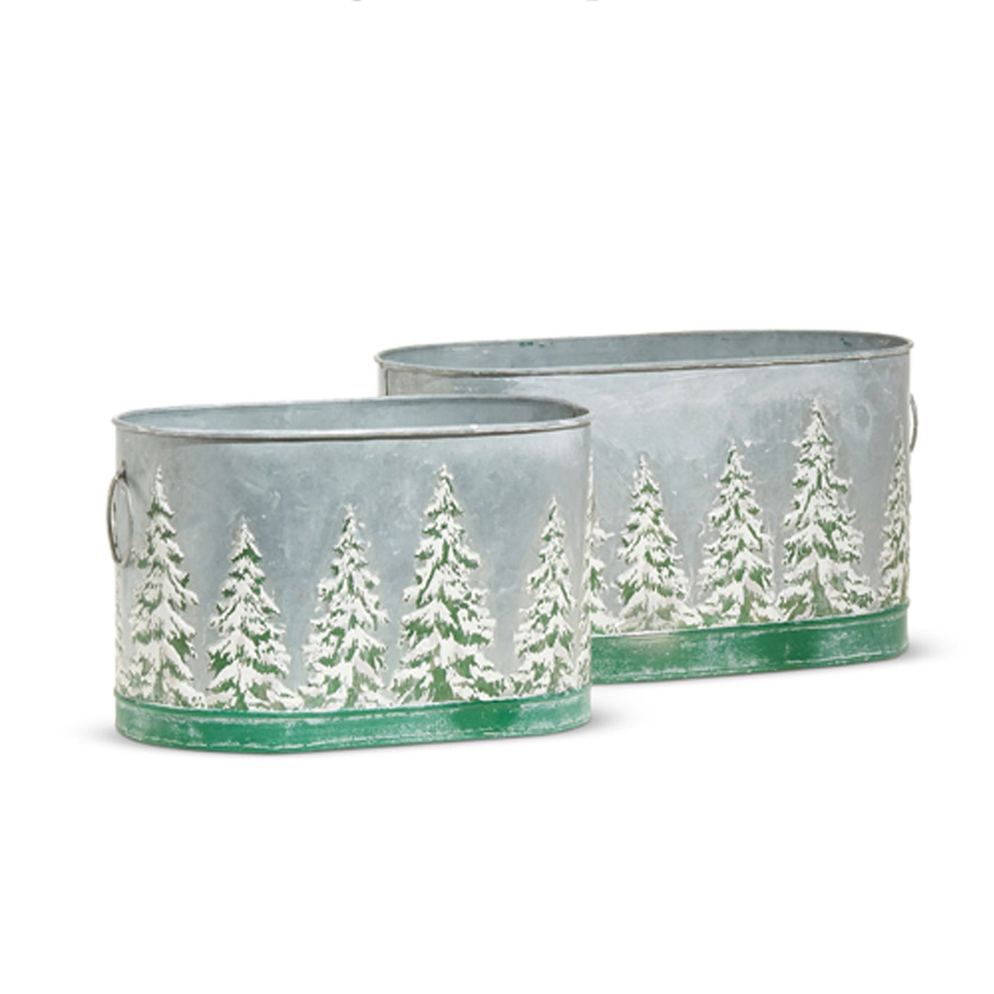 Galvanized Bucket with Embossed Trees