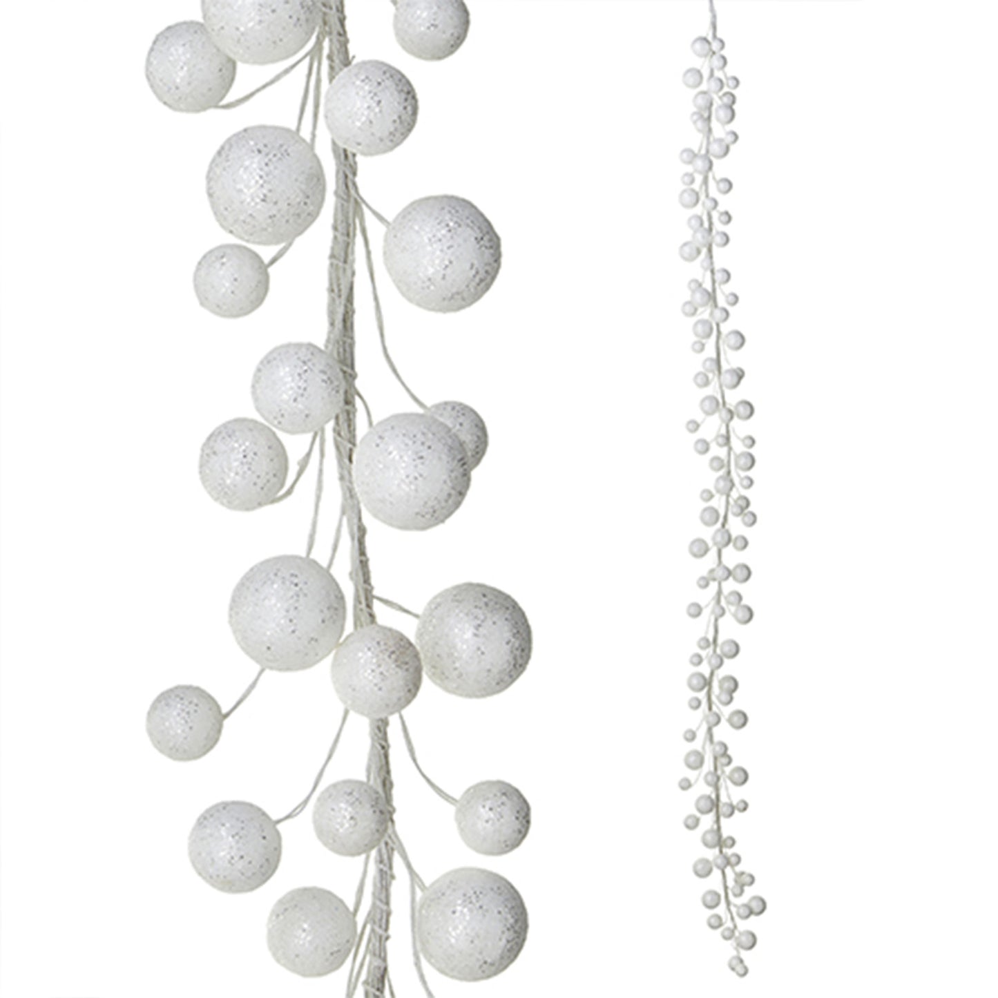 White Glittered Ball Garland