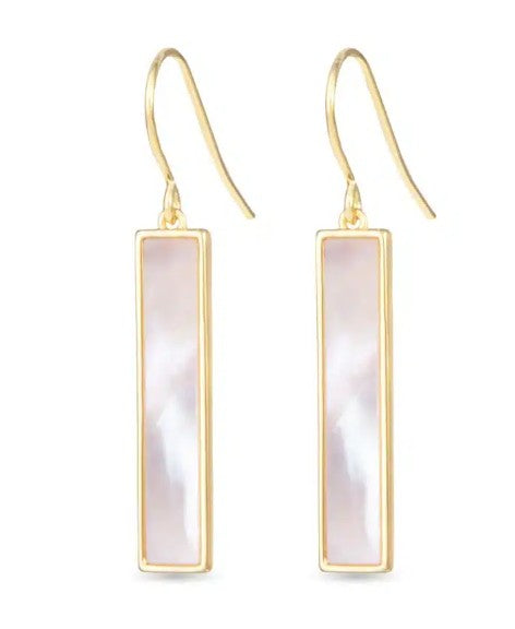Mother Of Pearl Bar Drop Earrings – Gold