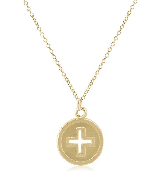 16" necklace gold - signature cross gold disc