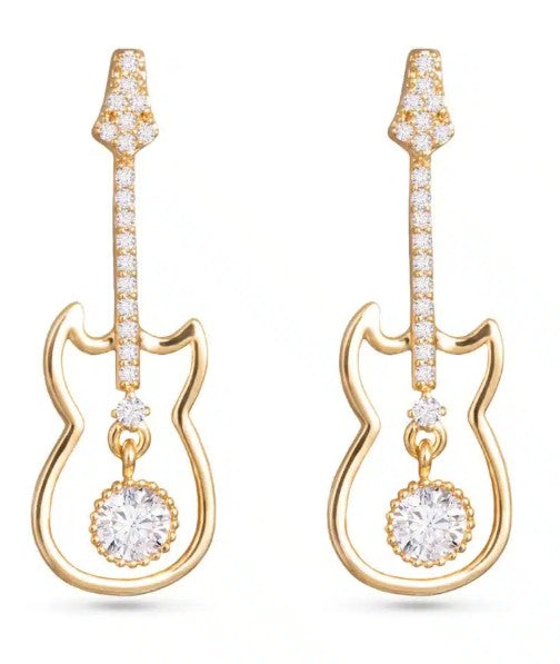 Open Guitar Earrings – Gold