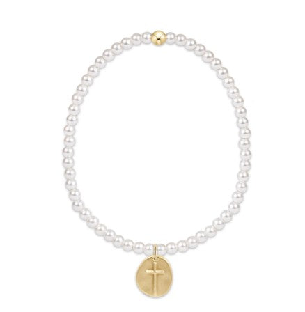 Classic Pearl 3mm Bead Bracelet - Inspire Small Gold Charm