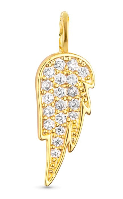Gold CZ Angel Wing Charm