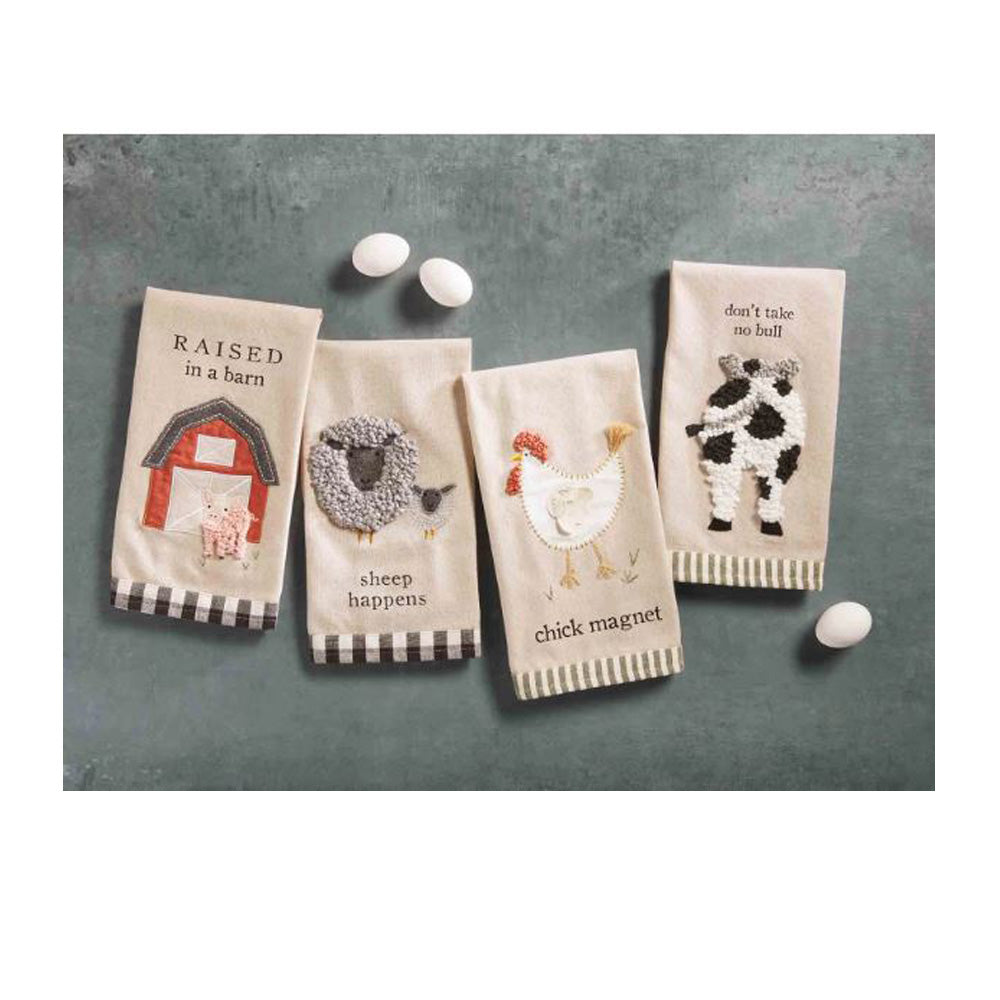 Cow, Sheep, Chicken and Barn Applique Hand Towel