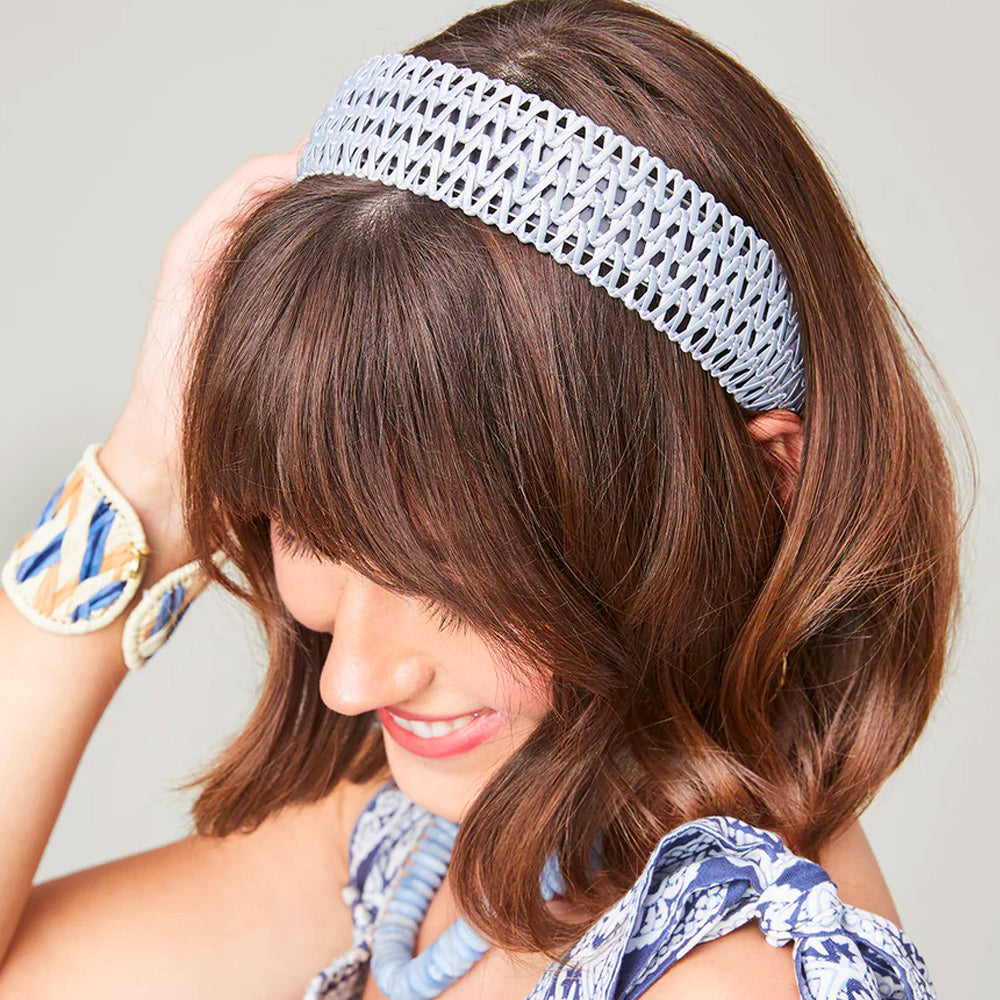 Woven Headband Blue Chevron