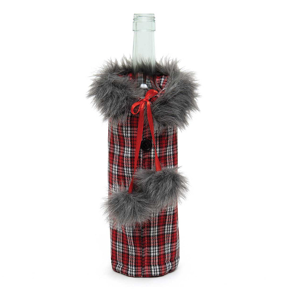 Bottle Coat Red and Grey Plaid