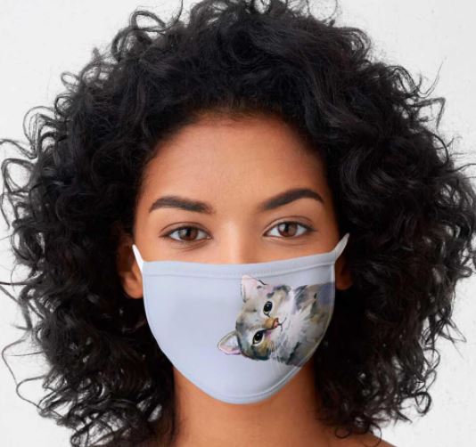 *Feline Friends - Sneaky Cat Cotton Jersey Face Mask