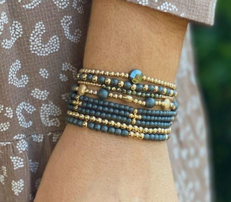 3-Strand Classic Beaded Signature Cross Gold Bracelet
