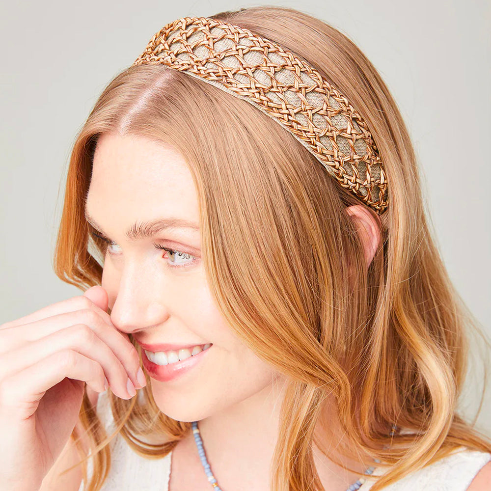Woven Headband Brown Lattice – Totally Vintage Design