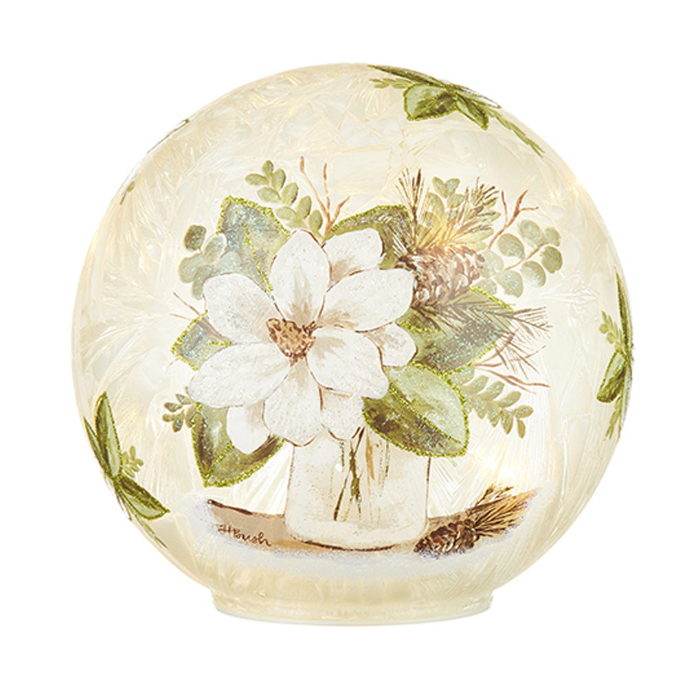 Magnolia and Evergreen Frost Lighted Ball
