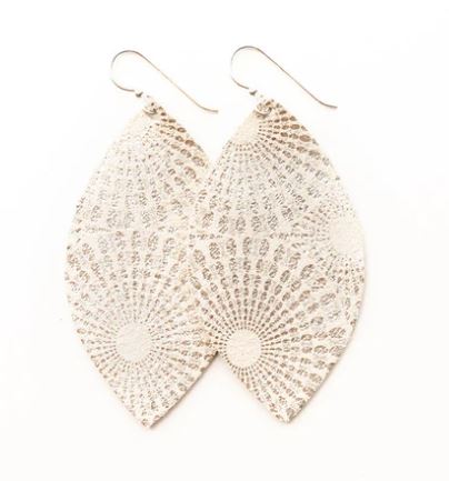 *Starburst Platinum Leather Earrings
