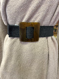 Black Straw Belt Square Buckle