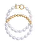 Celia Pearl & Ball Bead Stretch Bracelet Set of 2 in Ivory