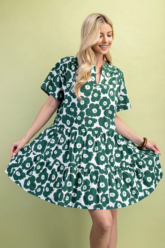 Tiered Floral Print Mini Dress
