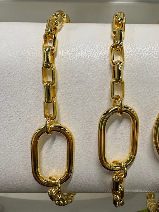 Gold Mixed Link with Charm Clasp Bracelet