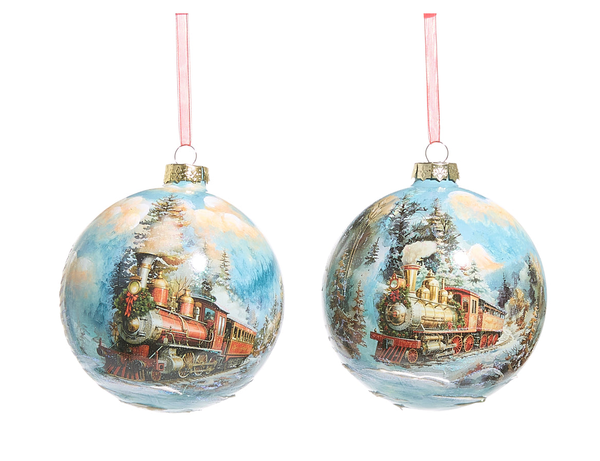 5” Holiday Train Ball Ornament