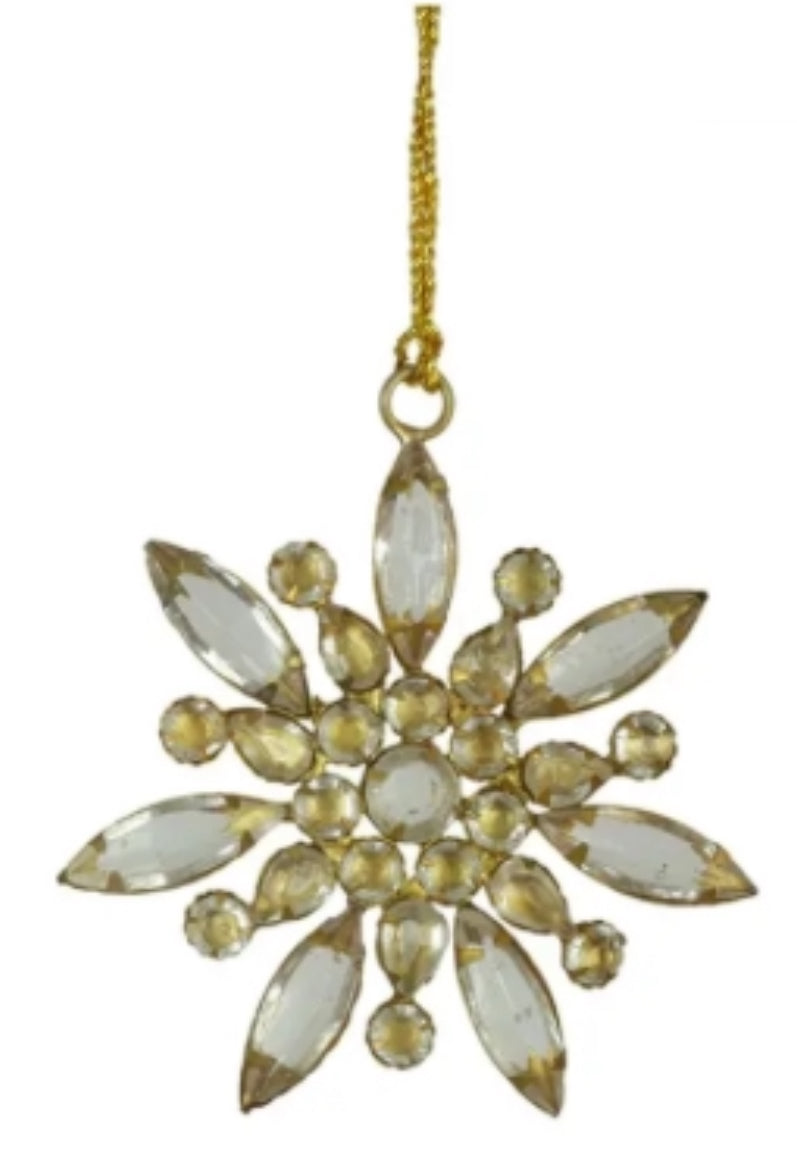 Jeweled Golden Snowflake and Ornament