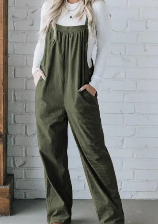 Jungle Green Corduroy Overalls