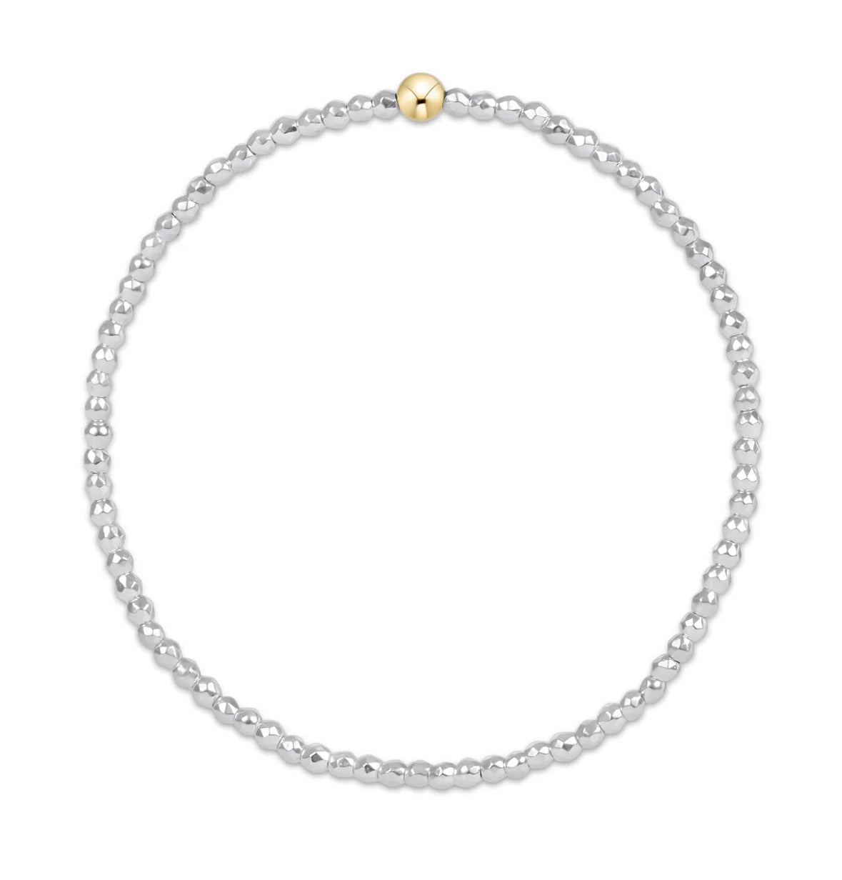 Bright Silver Faceted Hematite 2mm Bead Bracelet