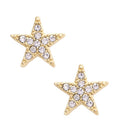 Pave Star Stud Earrings in Shiny Gold