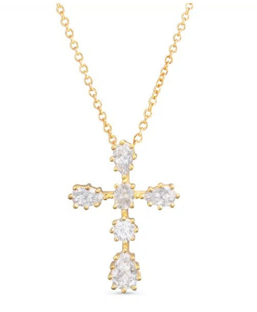 Six CZ Faith Cross Necklace