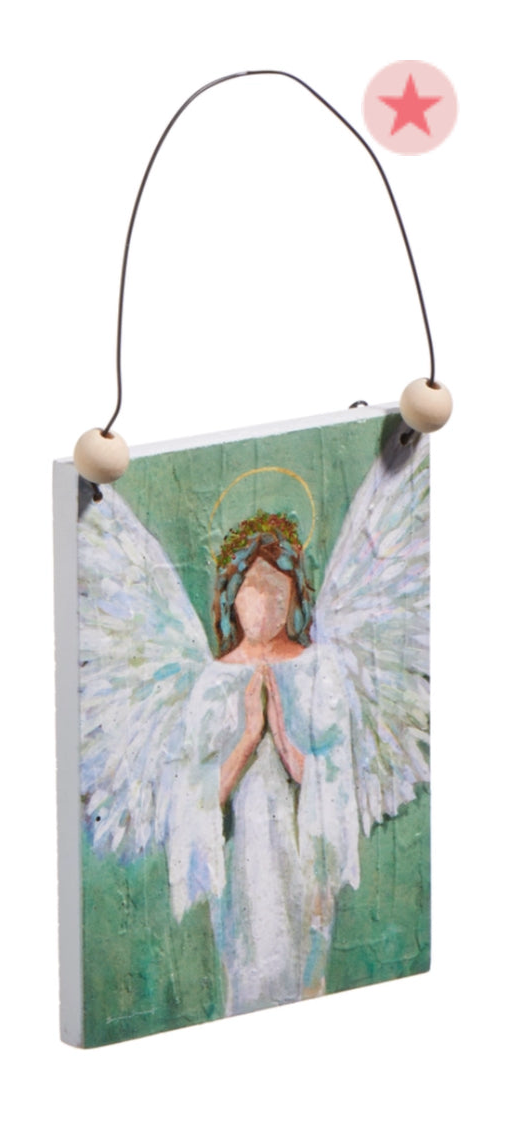 5” Guardian Angel Rectangle Ornament