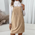 Corduroy Overall Dress with Pocket
