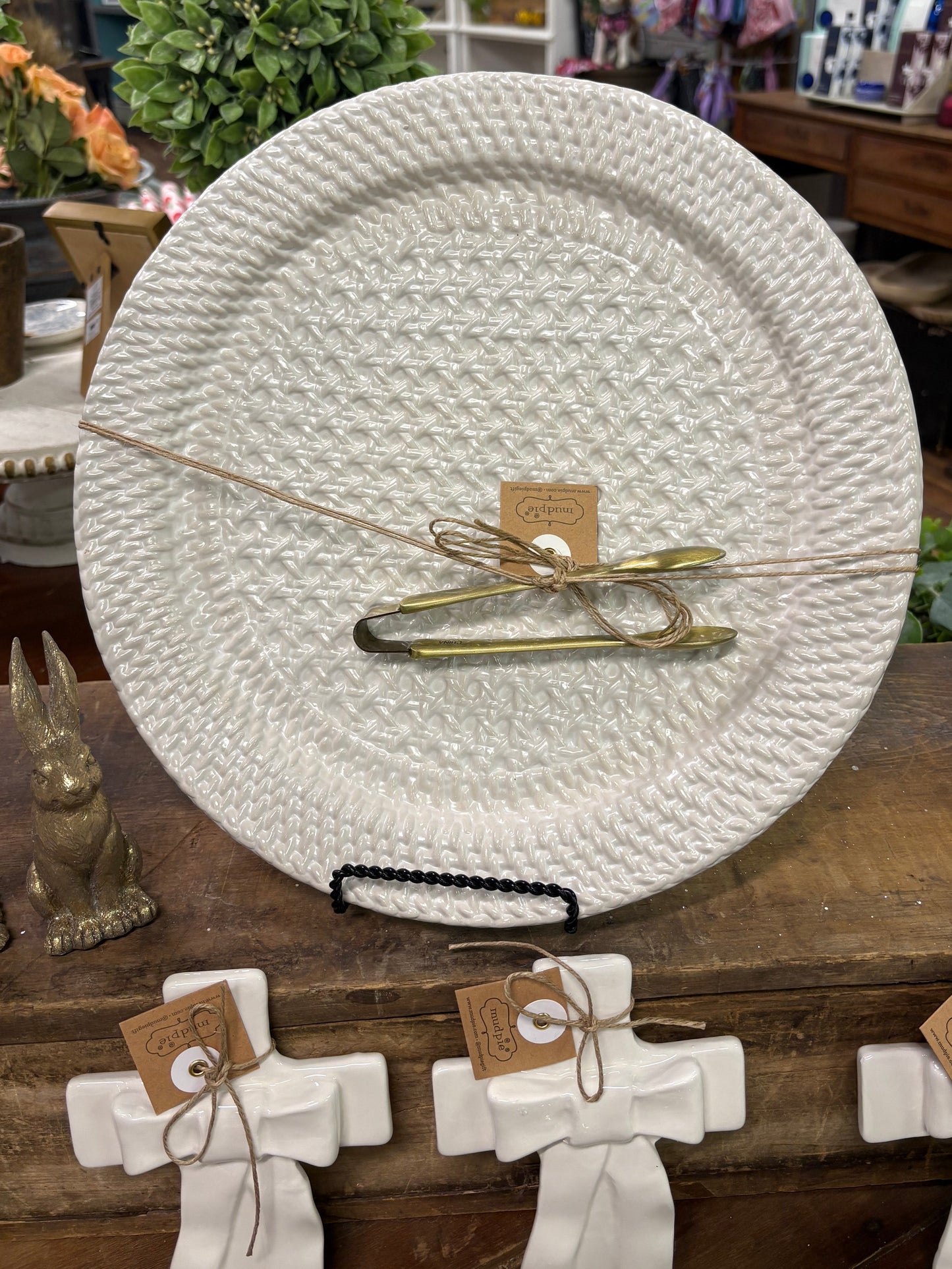 Woven Stoneware Round Platter
