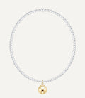 Classic Sterling Mixed Metal 2mm Beaded Bracelet 8mm Gold Charm