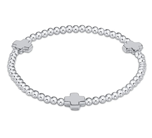 Signature Cross Small Sterling Pattern 2MM Bead Bracelet - Sterling