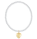 Classic Mixed Metal 3mm Beaded Bracelet Love Plush Gold Charm