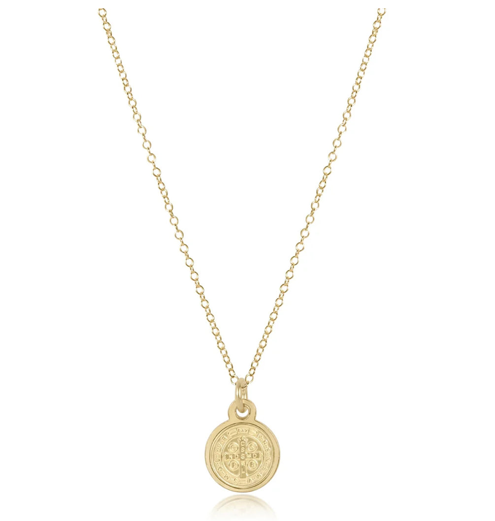 16" necklace gold - small blessing gold disc