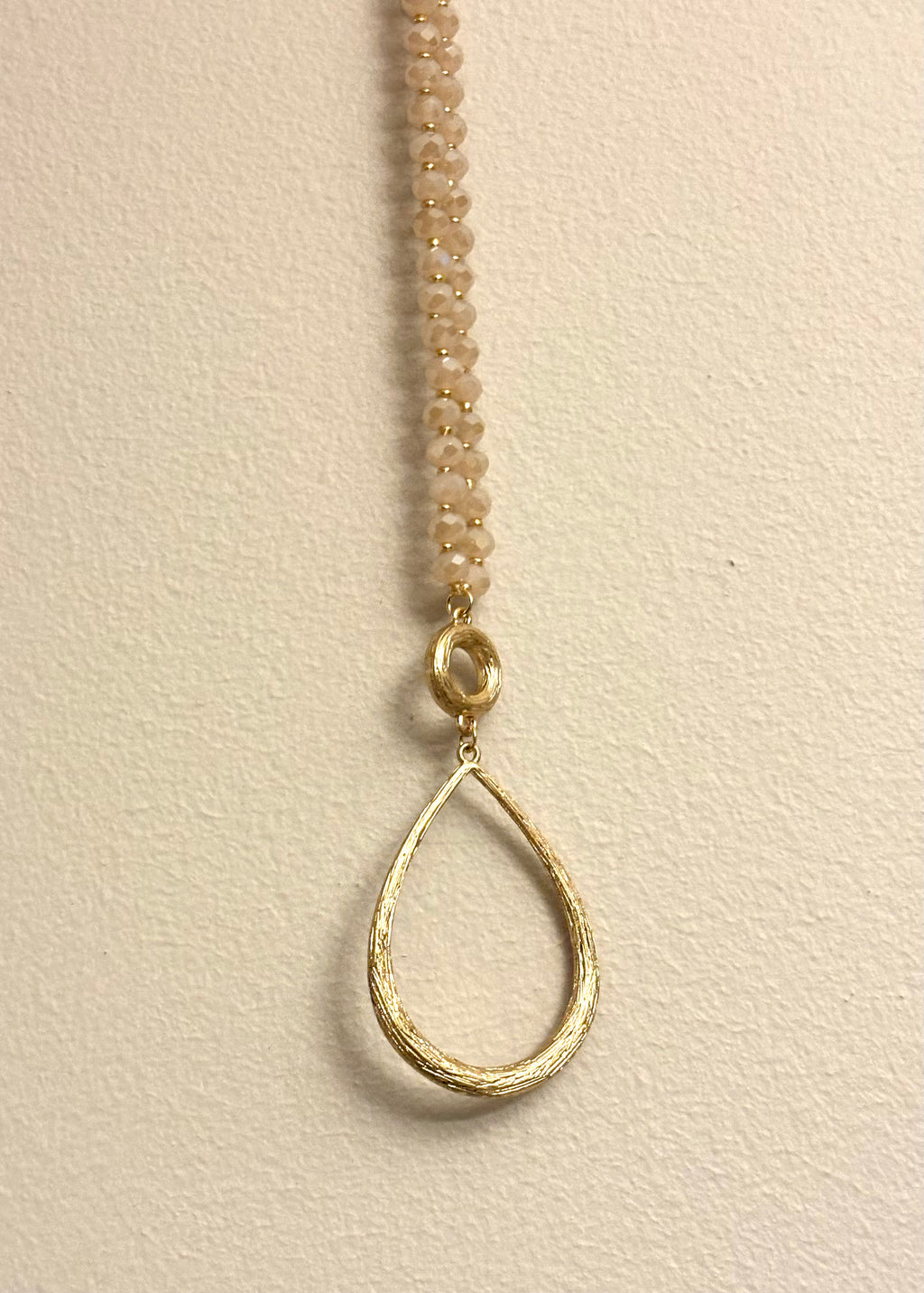 Teardrop Blush Glass Bead Necklace